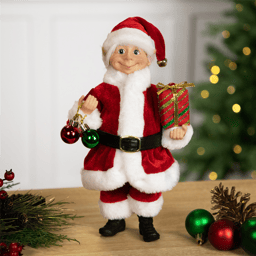 Northlight Santa Elf with Gift Christmas Figure - 14in.
