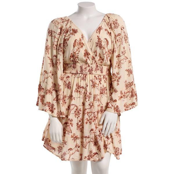 Juniors Angie Bell Sleeve Horse Print A-Line Dress