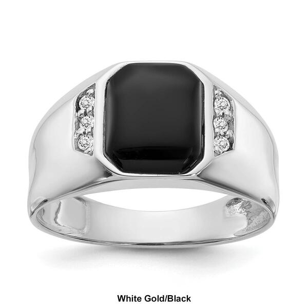 Mens Gentlemen&#8217;s Classics&#8482; 14kt. Gold Onyx 1/15ctw. Diamond Ring
