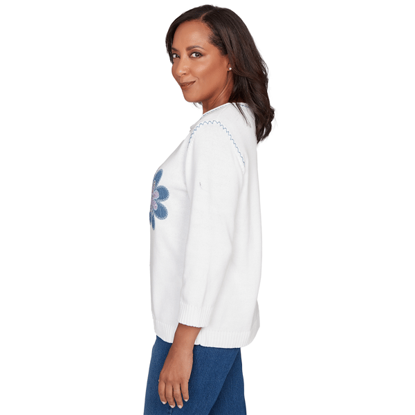 Petite Alfred Dunner Hilton Head Denim Floral Sweater