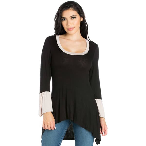 Womens 24/7 Comfort Apparel Bell Sleeve Hi Low Tunic - image 