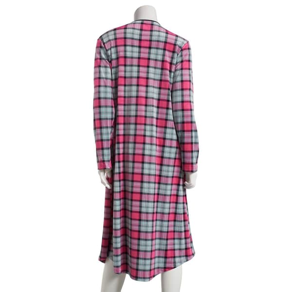 Petite White Orchard Long Sleeve Plaid Velour Nightgown