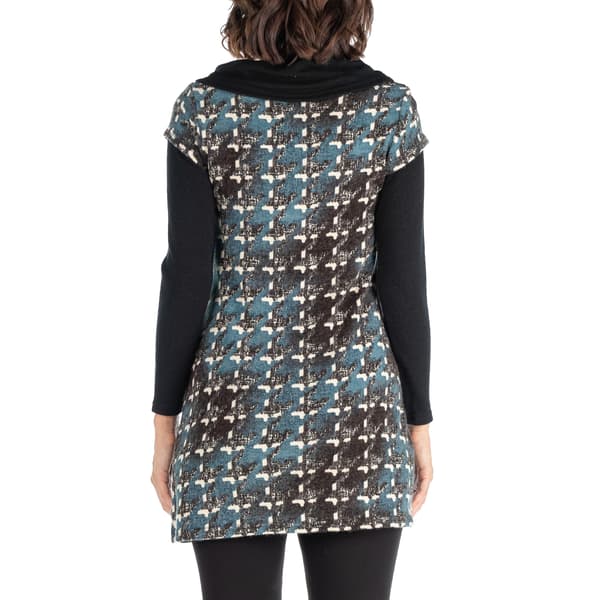 Womens 24/7 Comfort Apparel Houndstooth Long Sleeve Tunic Top