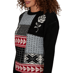 Petite Hearts of Palm Wrapped in Rubies Geometric Rose Sweater