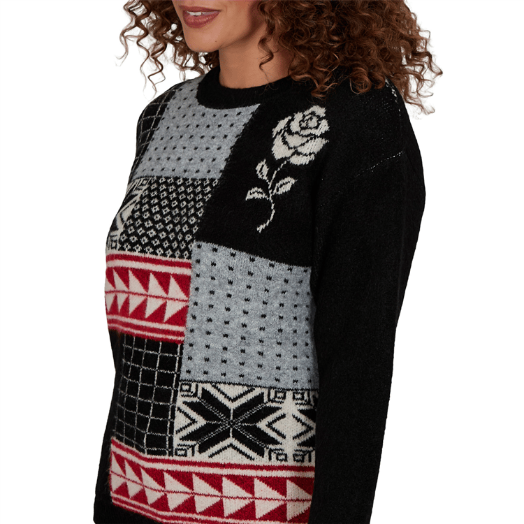 Petite Hearts of Palm Wrapped in Rubies Geometric Rose Sweater