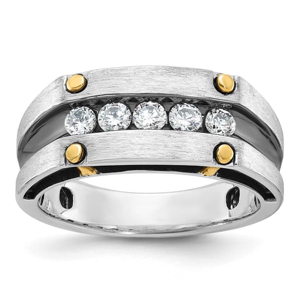 Mens Gentlemens Classics(tm) 14kt. Two Tone Black Rhodium Ring - image 