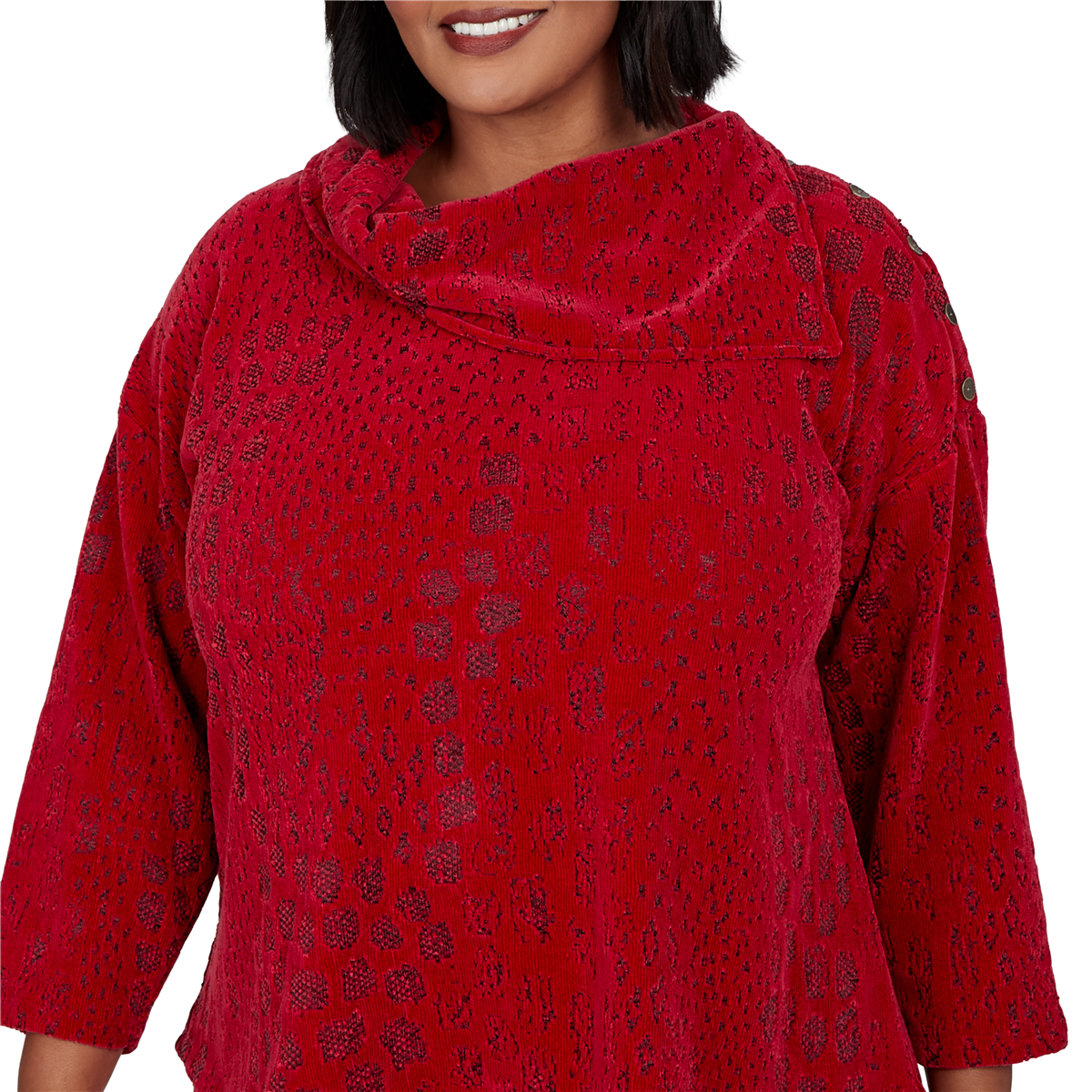 Plus Size Ruby Rd. Happy Holidays Mixed Animal Textured Sweater