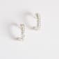 Sterling Silver Crystal 4x16mm Hoop Earrings - image 1