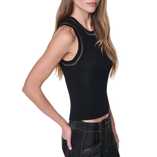 Womens DKNY Solid Contrast Stitch Ribbed Tank Top