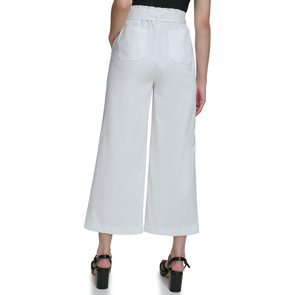 Womens Calvin Klein Wide Leg Crop Pants with Self Tie Belt