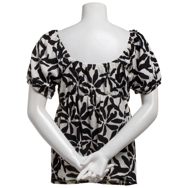Womens BB Dakota Short Puff Sleeve Sweetheart Floral Blouse