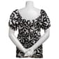 Womens BB Dakota Short Puff Sleeve Sweetheart Floral Blouse - image 2
