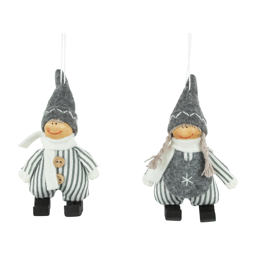 Northlight Plush Striped Boy & Girl Christmas Ornaments- Set of 2