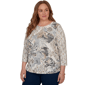 Plus Size Alfred Dunner Classics 3/4 Sleeve Geo Leaf Blouse - image 3