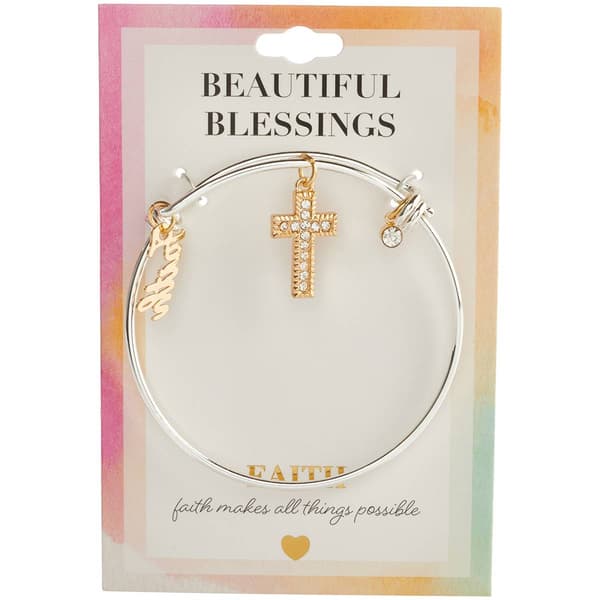 Beautiful Blessings Silver Cross Faith Charm Bracelet - image 