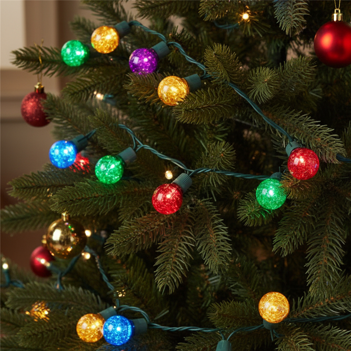 Hofert 6.5ft. Multicolor Tinsel Filled Globe Light Set