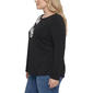 Plus Size NY Collection Long Sleeve Soutache Floral Tee - image 3