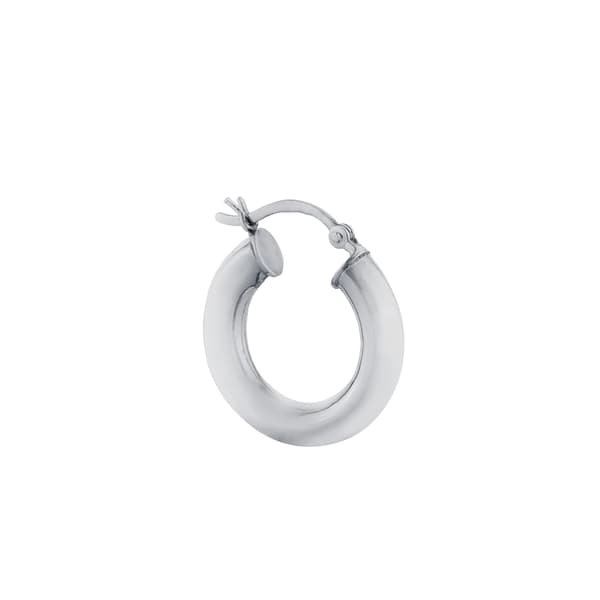 Fine Silver Plated 20mm Hi-Polished Tube Hoop Click-Top Earrings