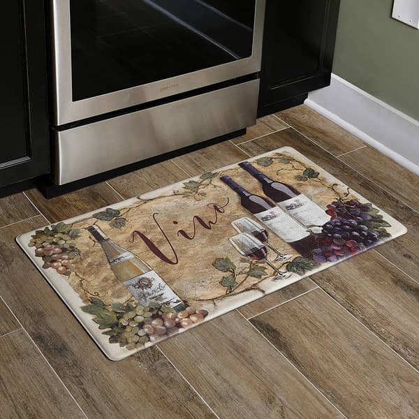 J&V Textiles Cloud Comfort Anti-Fatigue Beige Vino Kitchen Mat