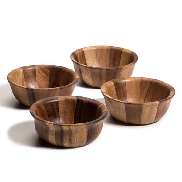 Kalmar Home Acacia Wood Flared Edge Salad Bowls - Set of 4 - image 