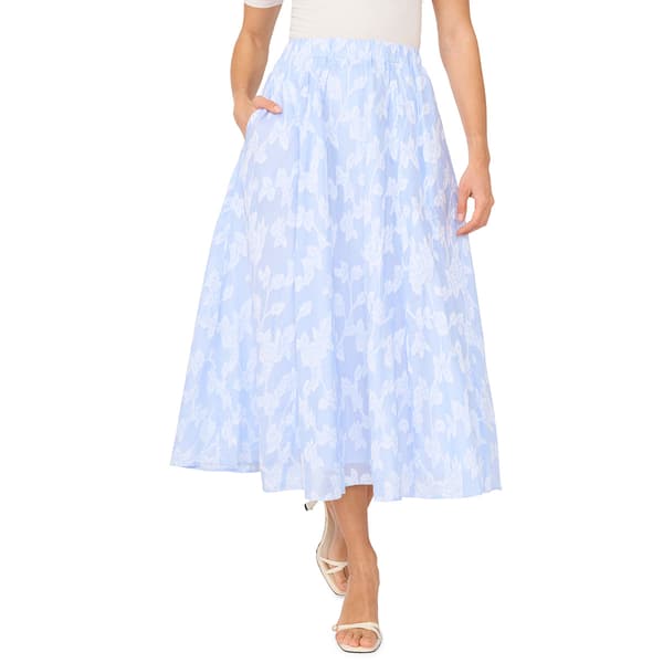 Womens Cece Pull On Floral Stripe Embroidered Midi Skirt - image 
