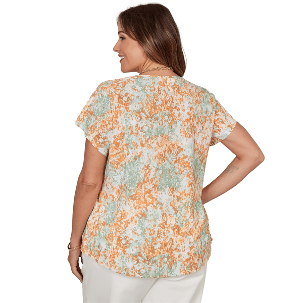 Plus Size Emaline Key Items Short Sleeve Textured Abstract Blouse - image 