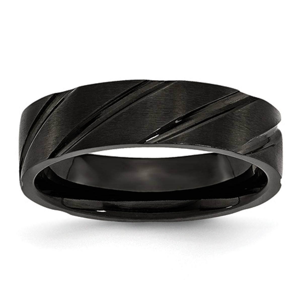 Mens Endless Affection™ 6mm Swirl Design Black IP Plated...