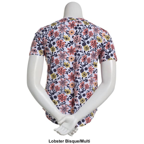 Plus Size Hasting & Smith Short Sleeve Floral Henley Tee
