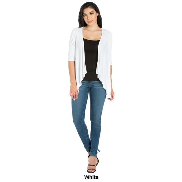 Womens 24/7 Comfort Apparel Elbow Length Sleeve Open Cardigan
