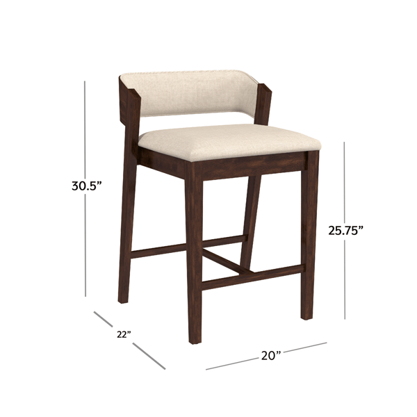 HH2 Home Dresden Walnut Fabric Counter Height Stool