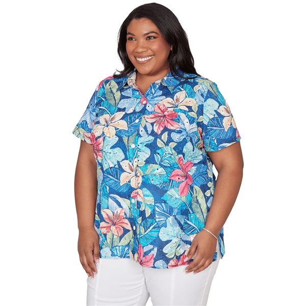 Plus Size Alfred Dunner The Royal Treatment Floral Button Blouse
