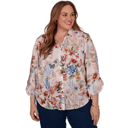 Plus Size Alfred Dunner Camden Market Floral Button Front Blouse