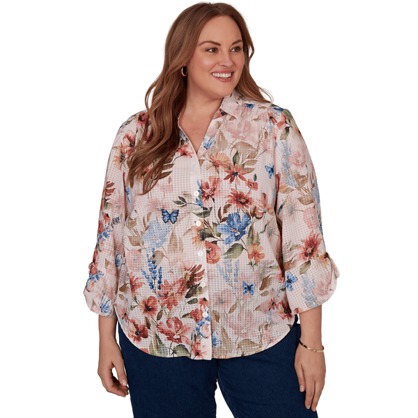 Plus Size Alfred Dunner Camden Market Floral Button Front Blouse - image 