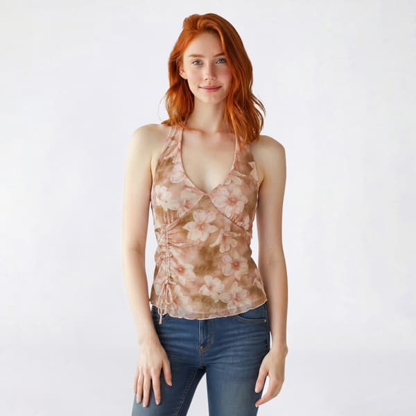 Juniors Madden Girl Asymmetrical Halter Tank Top - Brown