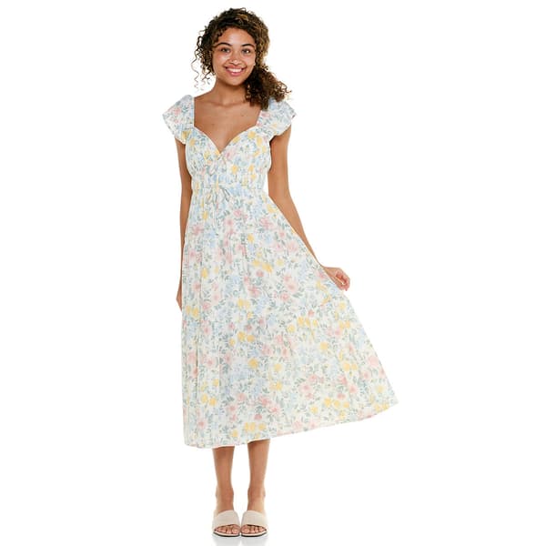 Juniors Trixxi Print Flutter Sleeve Double Bow Tier Midi - image 