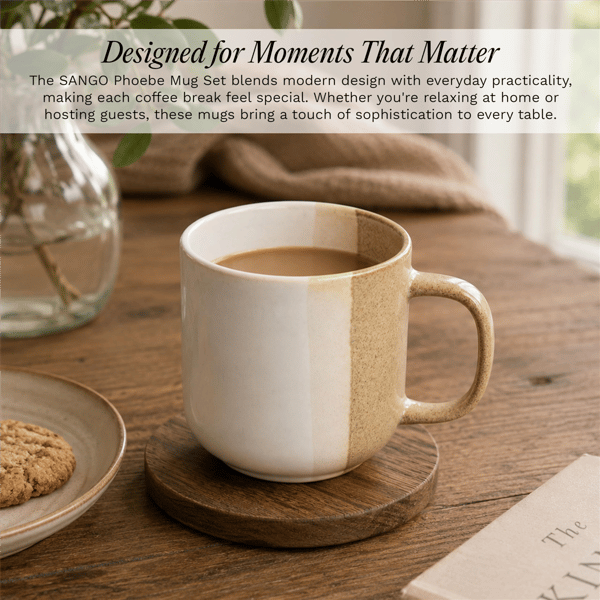 Sango Phoebe Caramel/White Ceramic Coffee Mugs