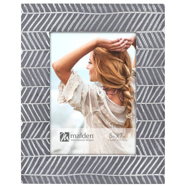Malden Grey & White Cheveron Frame - 5x7 - image 