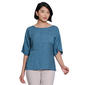 Womens Ali Miles Short Dolman Sleeve Round Neck Textured Top - image 1