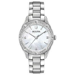 Womens Bulova White Dial Bracelet Watch - 96R228
