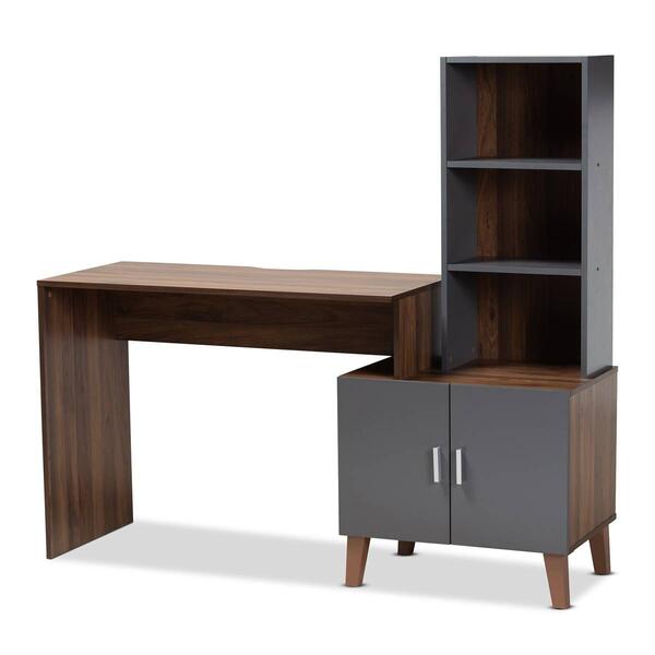 Baxton Studio Jaeger Two-Tone Wood Storage Desk w/ Shelves - image 