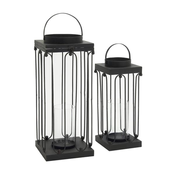 9th & Pike&#174; Black Metal Candle Holder Lanterns - Set of 2