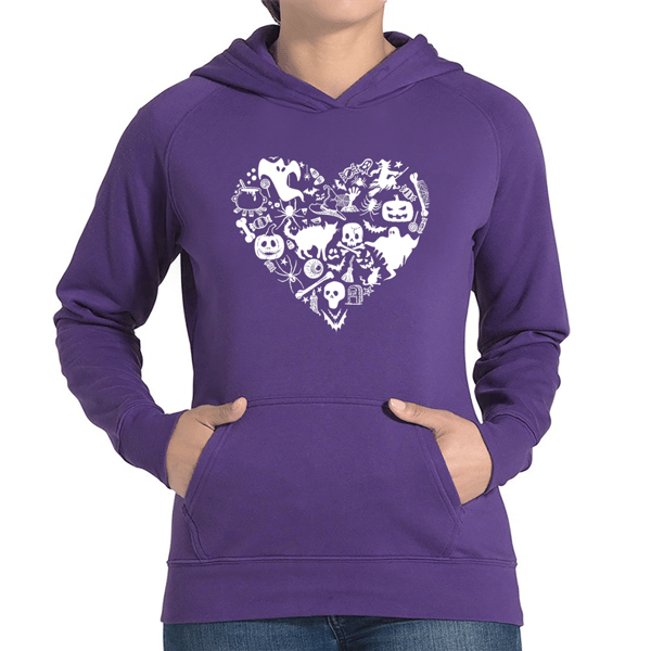 Plus Size LA Pop Art Halloween Heart Word Art Hooded Sweatshirt - image 