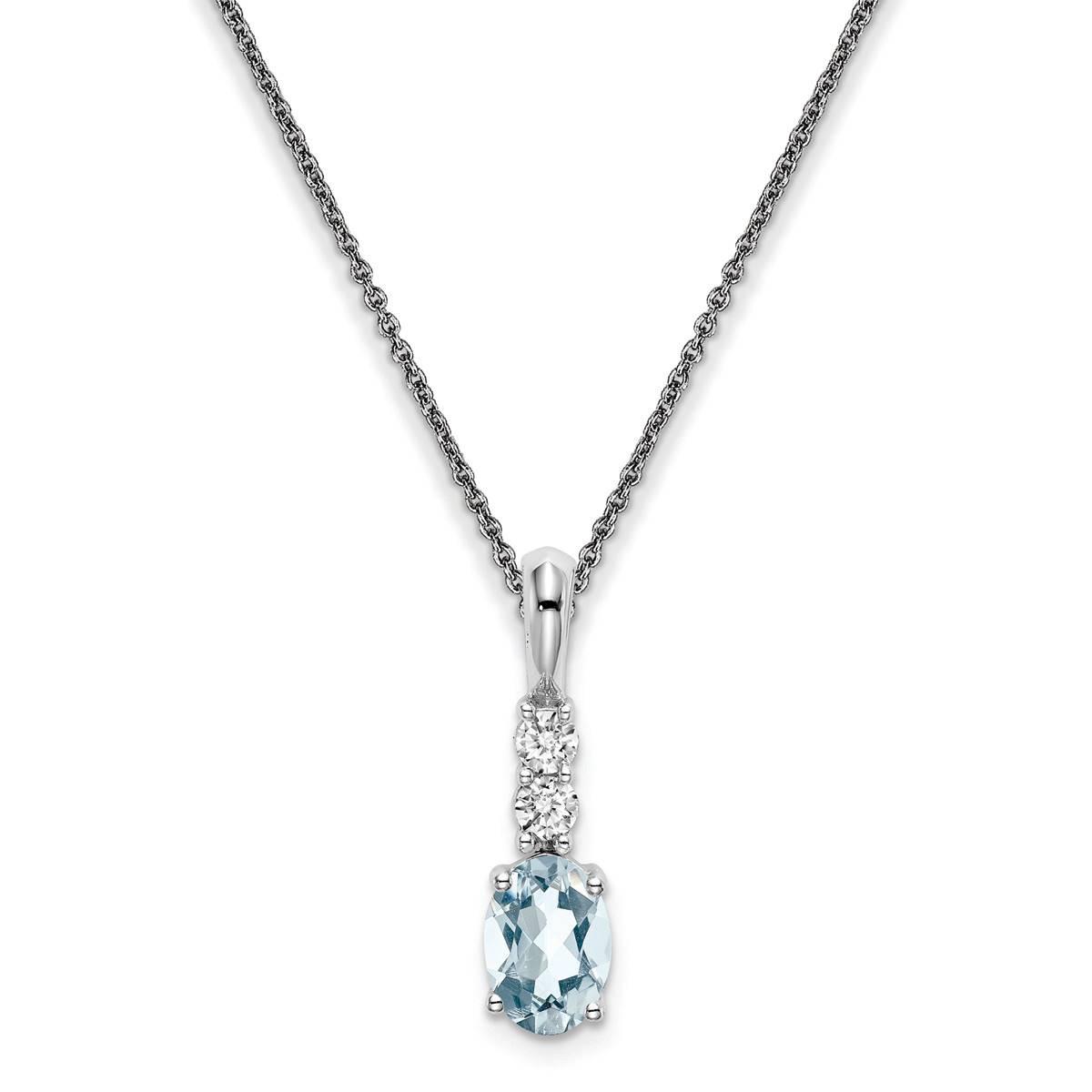 14kt. White Gold Round Aquamarine Necklace