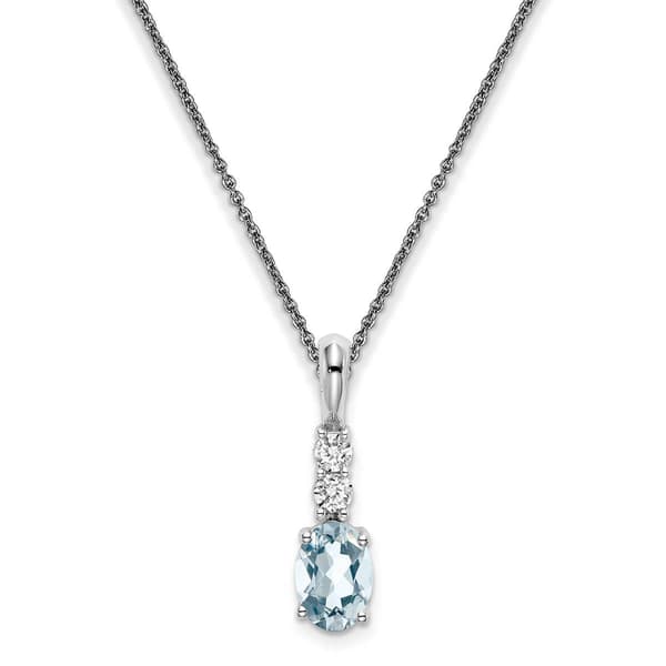 14kt. White Gold Round Aquamarine Necklace - image 