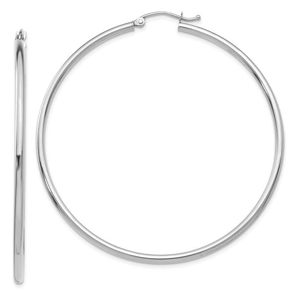 Gold Classics&#40;tm&#41; 14kt. White Gold 55mm Hoop Earrings - image 