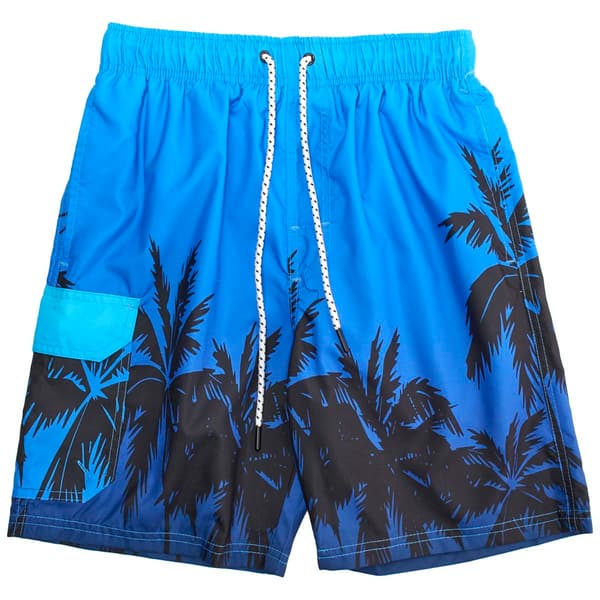 Mens SURFZONE(R) Ombre Palm Trees Swim Trunks