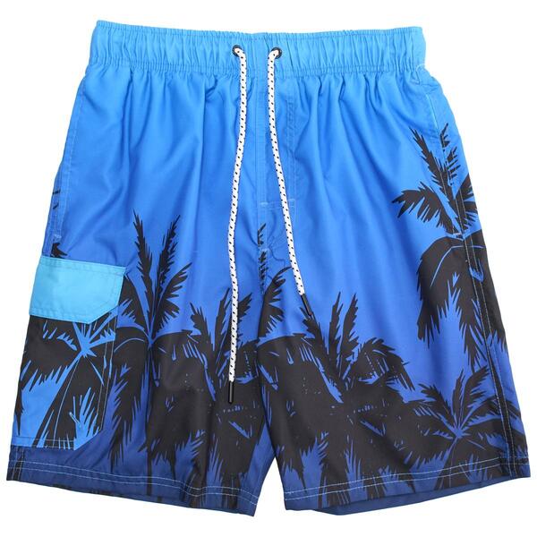 Mens SURFZONE(R) Ombre Palm Trees Swim Trunks - image 