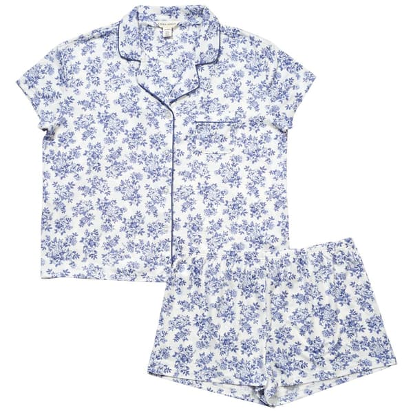 Womens Laura Ashley(R) Short Sleeve Toile Boxer Pajamas Set - image 