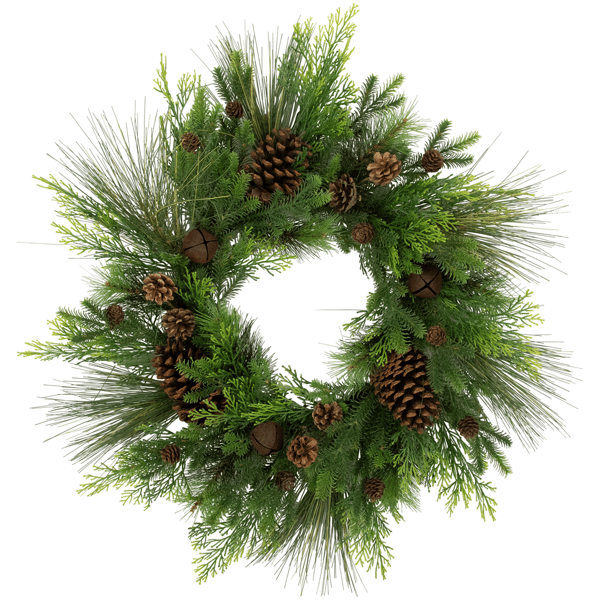 Northlight Real Touch™ Pinecones & Jingle Bells Christmas Wreath