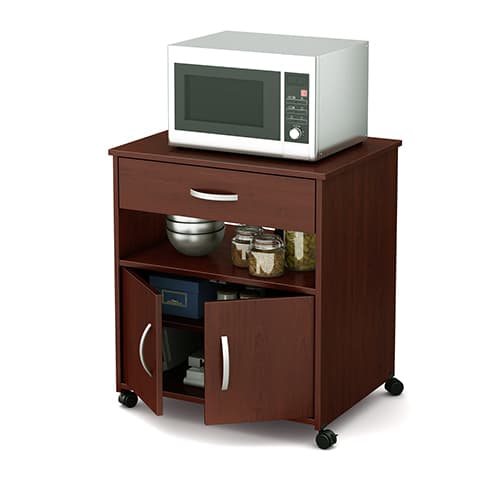 South Shore Axess Microwave Cart on Wheels-Cherry